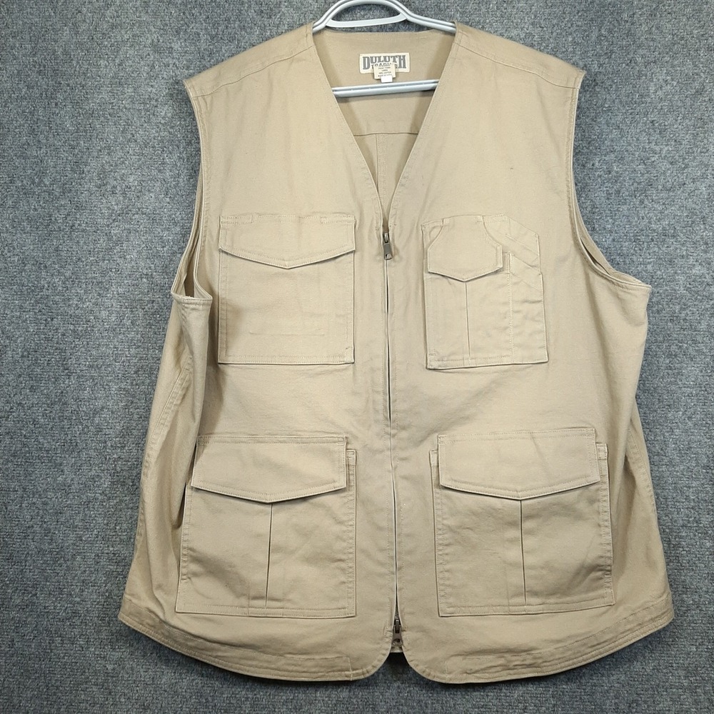 Duluth Trading Co Field Vest 93203 L/Tall Khaki Mens Heavy Canvas Work Vest
